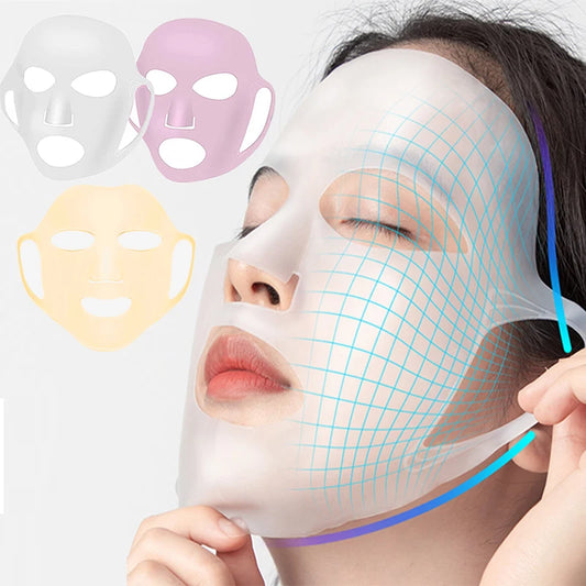 3D Silicone Face Mask Reusable Moisturizing Lifting Firming Anti Wrinkle V Shape Face Firming Gel Sheet Mask Ear Fixed Tools