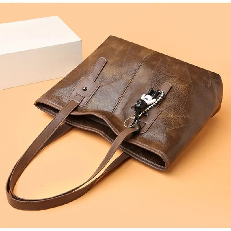 Korean Version Trendy Women's 2024 New Large Capacity Tote Bag with Horizontal Square Zipper Single Shoulder Handbag