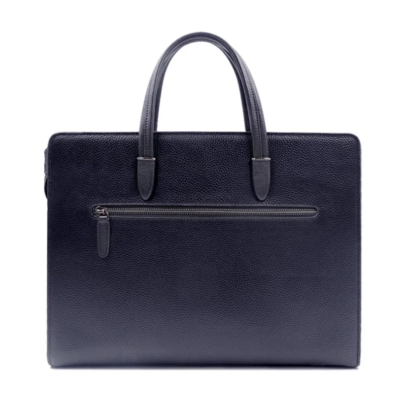 Fingerprint Lock Leather Business Briefcase,15.6" Laptop Compartment Waterproof Anti-theft Bag for Man Woman