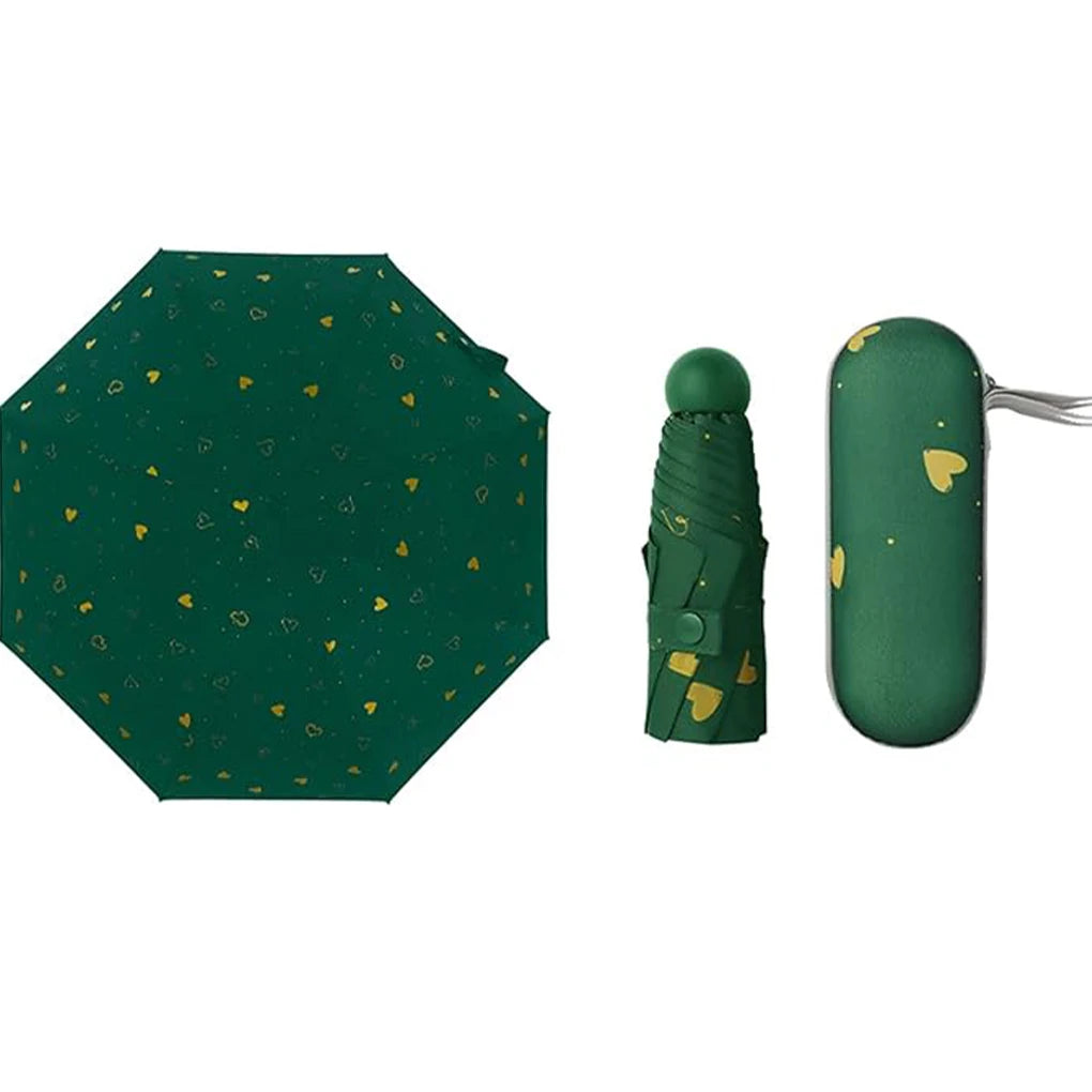 Portable Umbrella Mini Compact Five Fold Umbrella Student Multifunctional Parasol Christmas Gift With Waterproof Storage Box