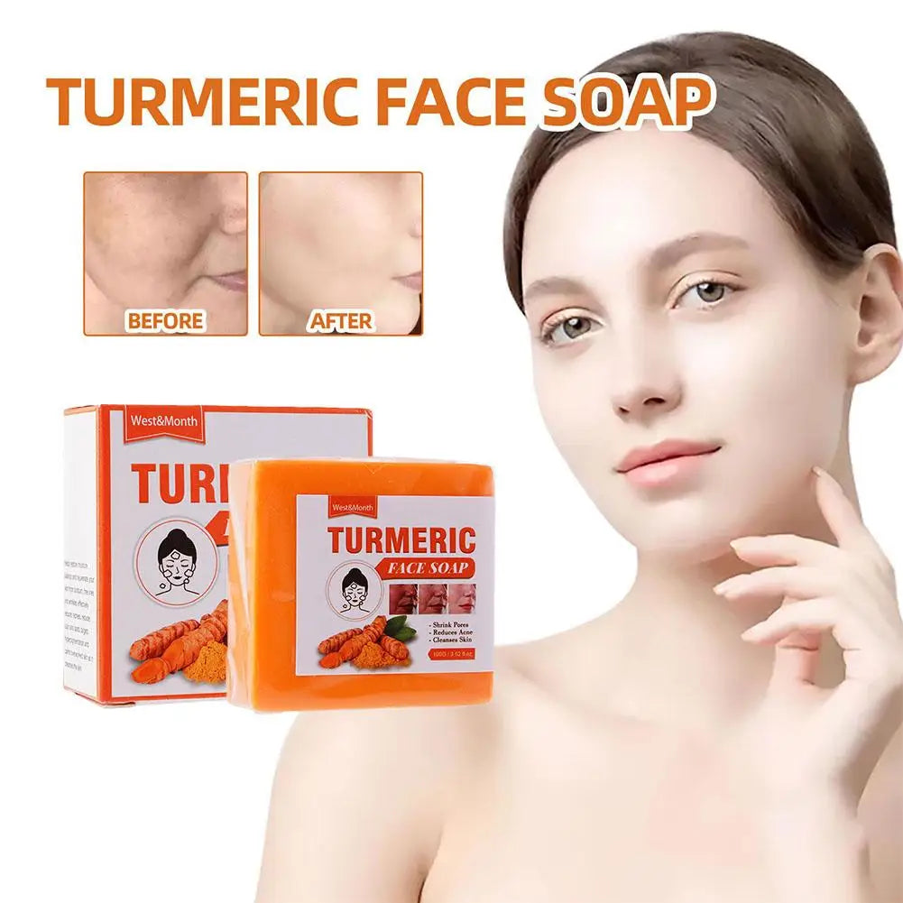 Handmade Turmeric Soap Face Cleansing Anti Acne Whitening Dark Skin Lightening Lightening Soap Face Spots Remove Pimples Gi E4O6