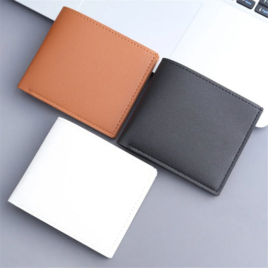 Short PU Leather Men Wallet Simple Solid Color Thin Male Credit Card Holder Small Money Purses Business Foldable Wallet New