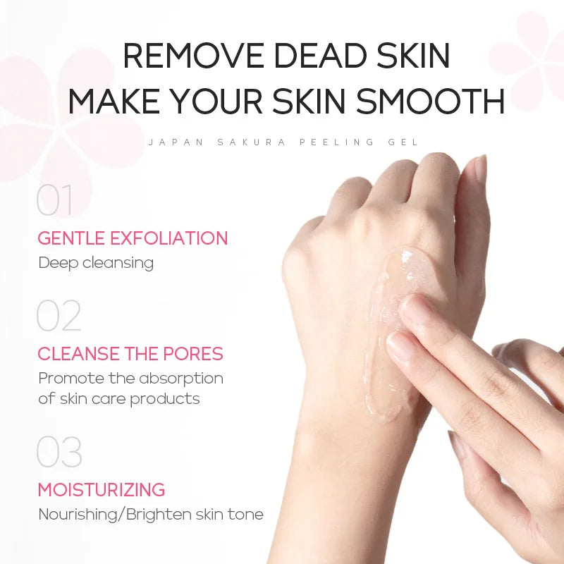 LAIKOU Sakura Exfoliating Face Wash Peeling Gel Deep Cleansing Remove Dead Skin Moisturizing Facial Cleanser Skin Care Products
