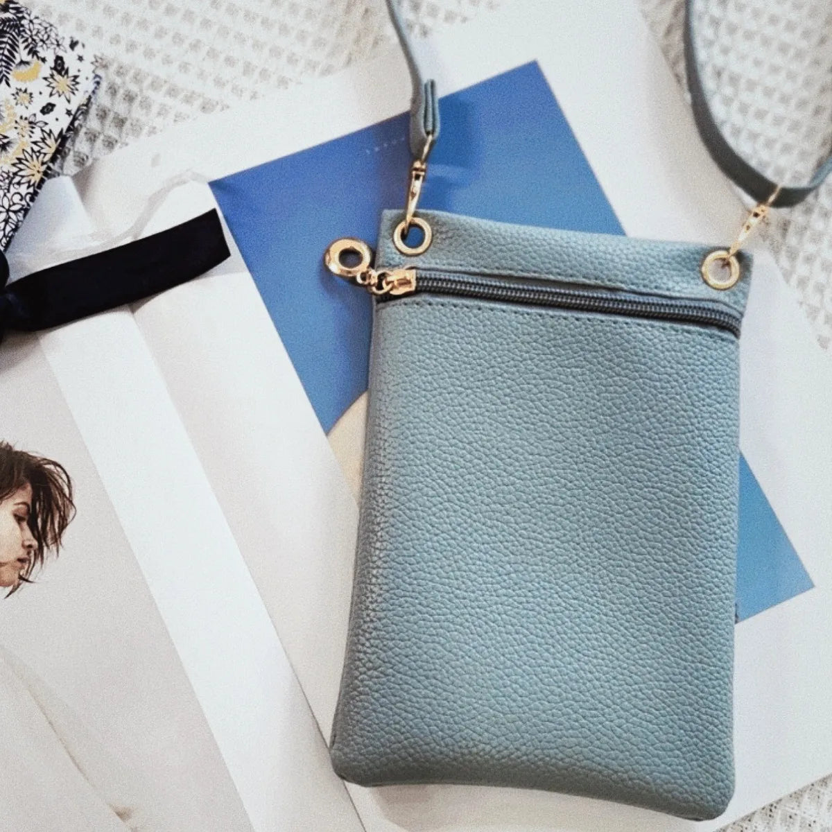 Mini Crossbody Bag PU Litchi Pattern Personalized Fashion Phone Bag Sweet Women's Convenient Shoulder Bag Purses and Handbags