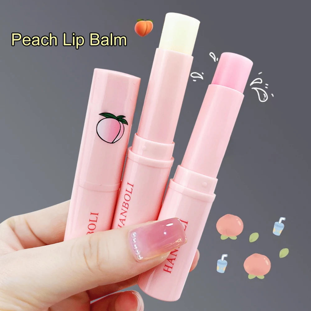 1/2/3/5/10pcs Peach Lip Balm Moisturizing Anti-wrinkle Anti-cracking Lip Gloss Temperature Color Change Lipstick Lip Care Health