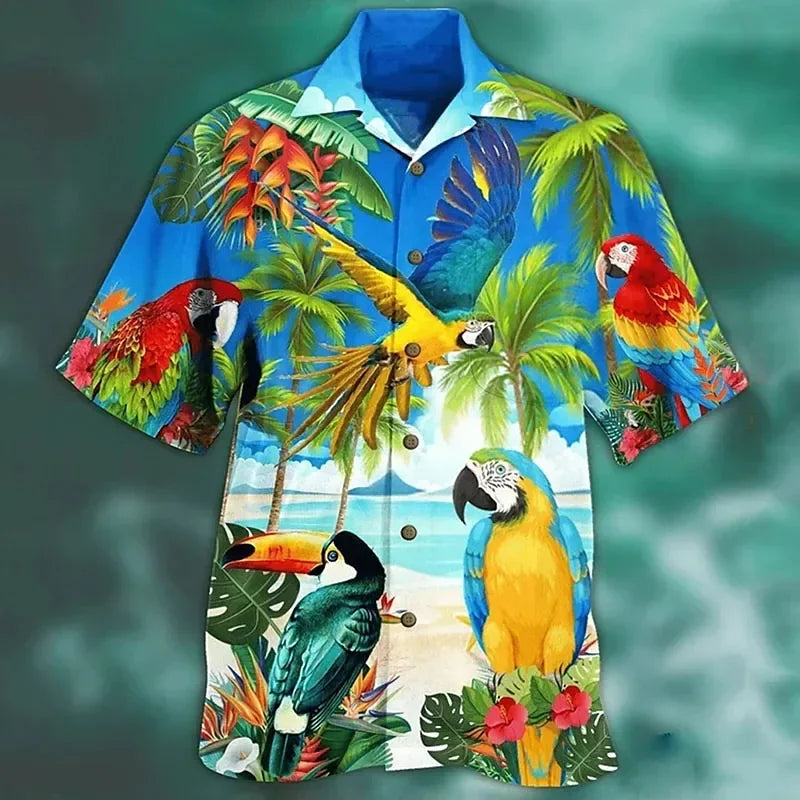 2024 Summer Loose Breathable 3d Print Trendy Cool Fashion Hawaiian Shirts Beach Party Tops Short Sleeves Summer Men's Shirts 6XL