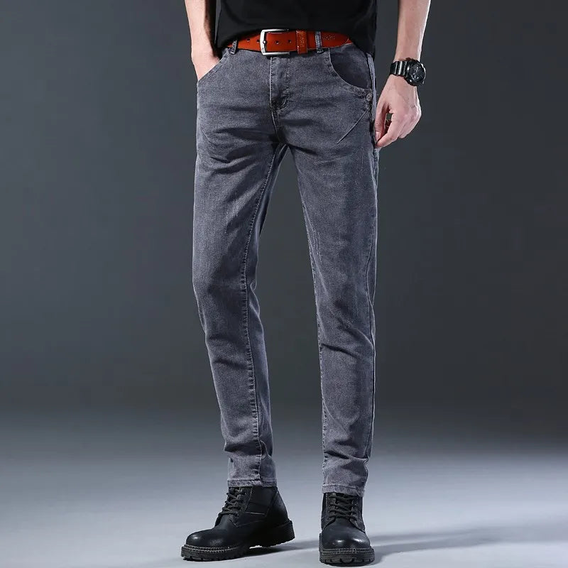 Male Denim Jeans Fashion New Brand Cool Casual Pants Daily High Street Grey High Quality Dropship