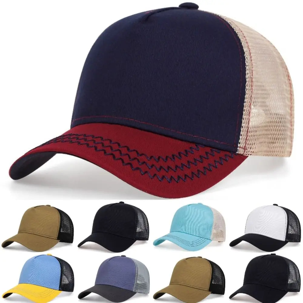 Summer Baseball Cap Fashion Solid Color Simple Trucker Hat Sun Protection Breathable Sun Hat Outdoor