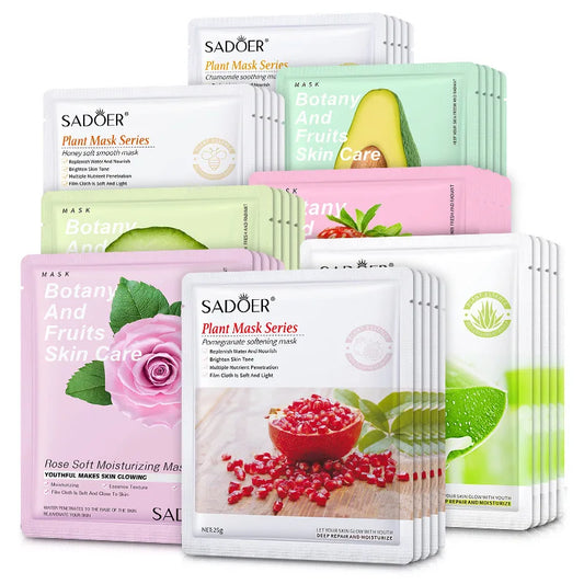 5Pcs/Lot Beauty Face Sheet Mask Aloe Pomegranate Seaweed Firming Moisturizing Facial Mask Skin Care Korean Sheet Face Masks