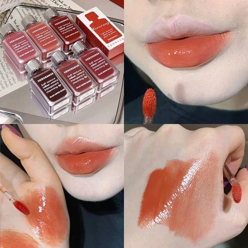 Black Mirror Water Light Lip Glaze High Gloss Moisturizing Long Lasting No Fading Liquid Lipstick Sexy Red Lips Makeup Cosmetics