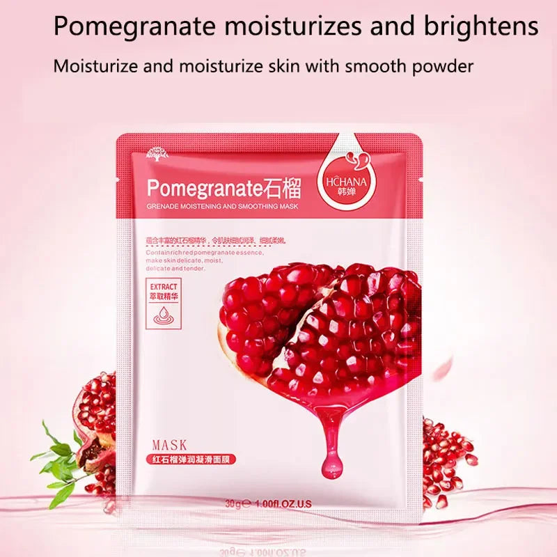 10PCS Honey Facial Mask Blueberry Pomegranate Aloe Plant Algae Facial Mask Moisturizing&Shrinking Pore Cosmetics skin care