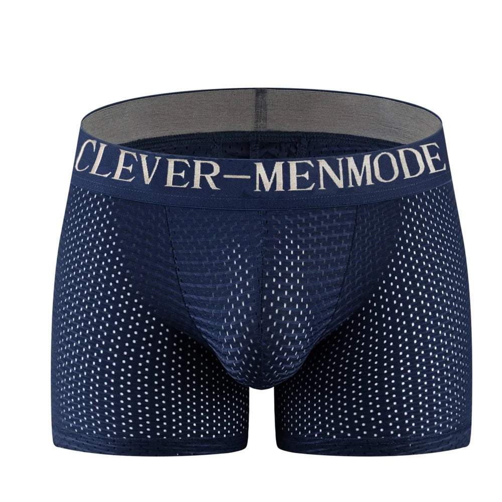 CLEVER-MENMODE Sexy Men Padded Underwear Mesh Boxer Buttocks Lifter Enlarge Butt Push Up Pad Underpants Penis Pouch Panties