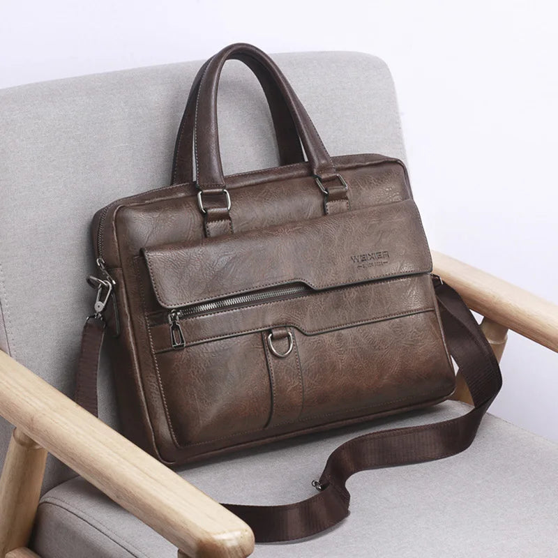 Men's Business Tote Bag Fashionable Travel Brand Name PU Leather Bags Retro Briefcase Men's Bags Men's Computer Crossbody Bags
