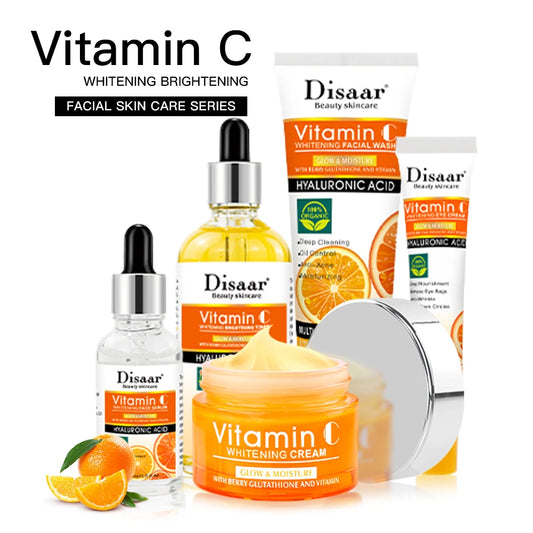 Disaar Vitamin C Facial Care Set Face Cleanser Fade Dark Circles Eye Cream Essence Lighten Spots VC Care