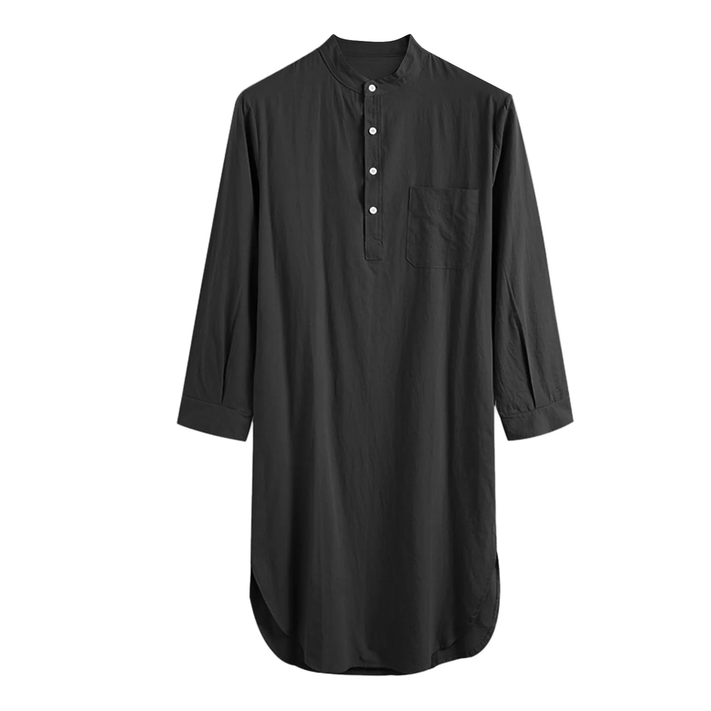 Men's Spring Autumn Arab Long Gown Thobe Robe Shirt Solid Long Sleeve Button Down Muslim Kaftan Burka Dress Loungewear Robes