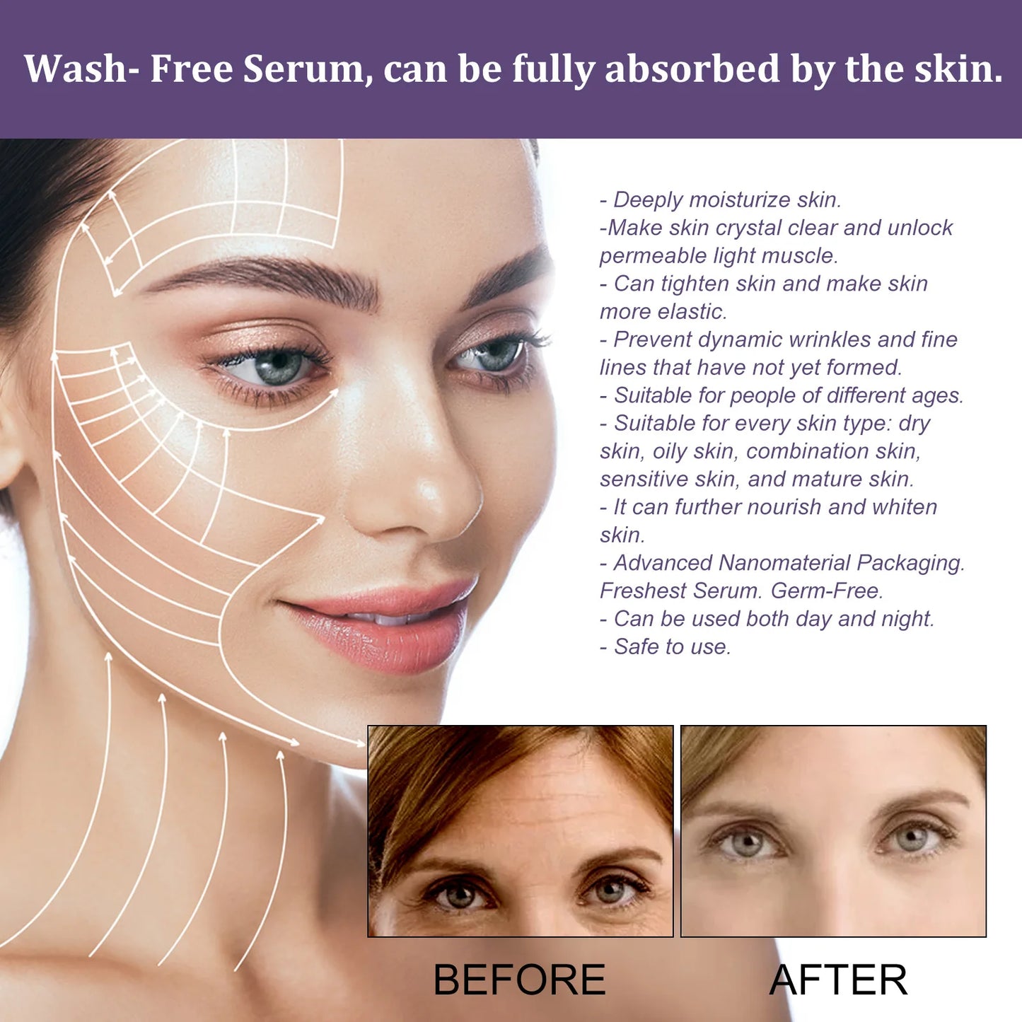 Collagen Remove Wrinkle Face Serum Lift Firming Anti Aging Fade Fine Lines Whitening Brightening Moisturizer Skin Care Cosmetics
