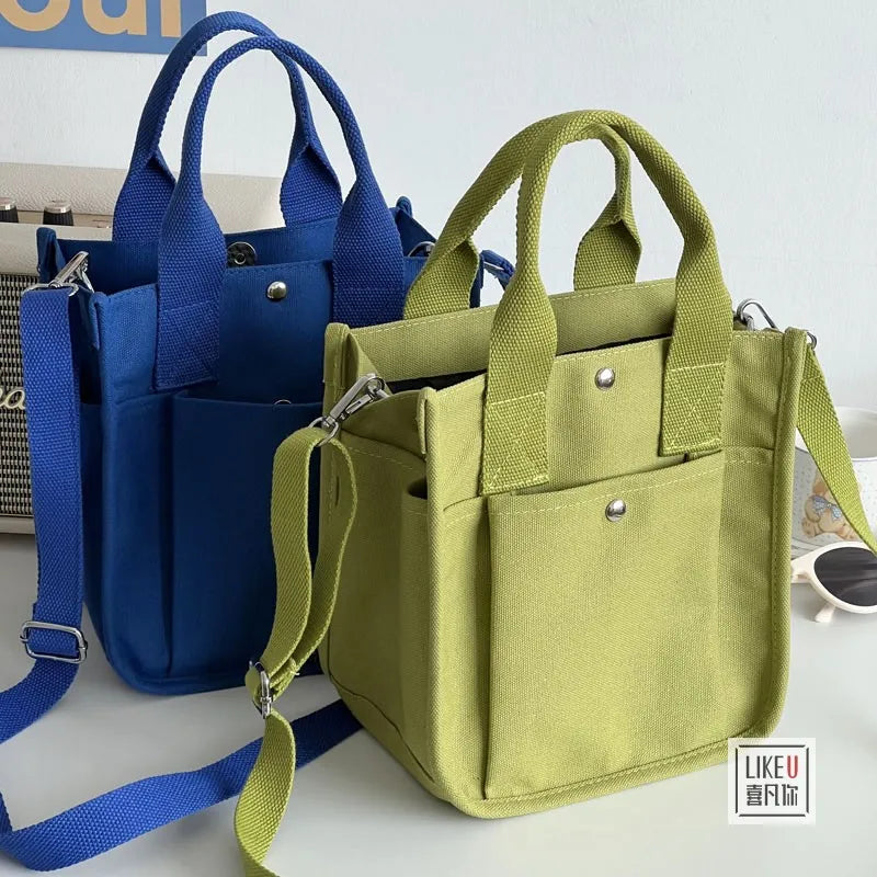 Women Crossbody Bags Canvas Solid Color Casual Tote Bag Messenger Bag Shoulder Bag Brand Designer Simplicity Girl's Shoulder Bag