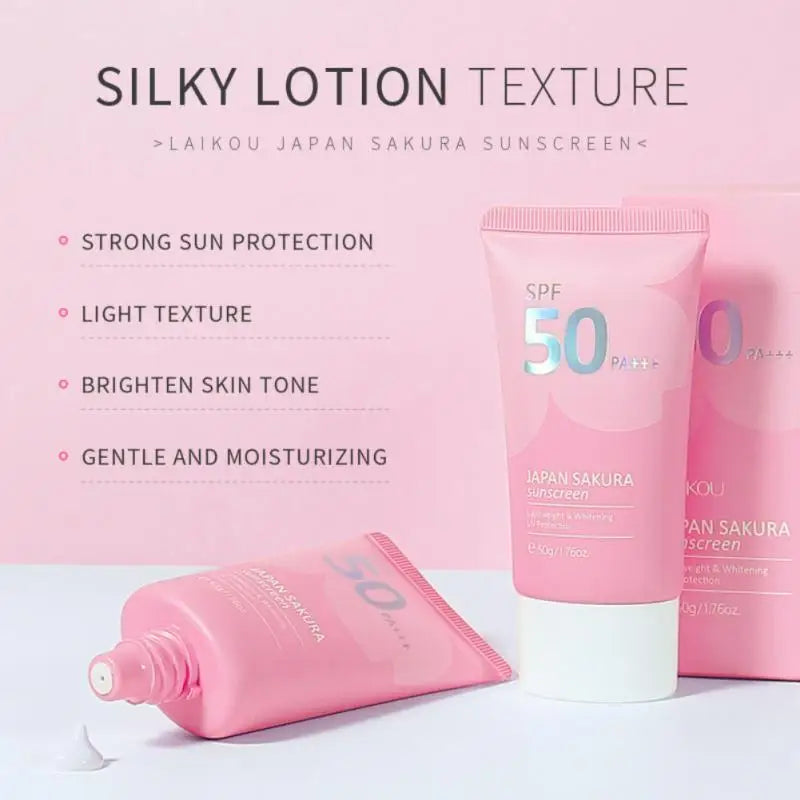 1/2PCS Sunscreen Sakura Facial Sunscreen Spf50 Gel Isolation Lotion Cream Facial Moisturizing Whitening Skin Care TSLM1