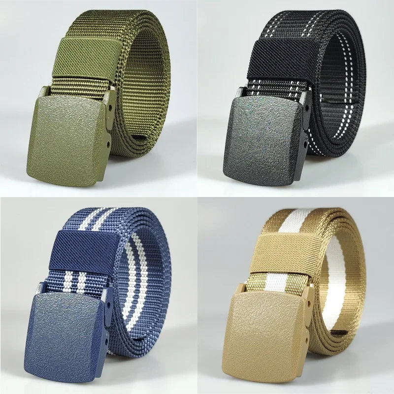 White Automatic Buckle Nylon Army Tactical Men Belt Military Waist Canvas Belt Outdoor Strap Travel Jeans Black Belts for Women