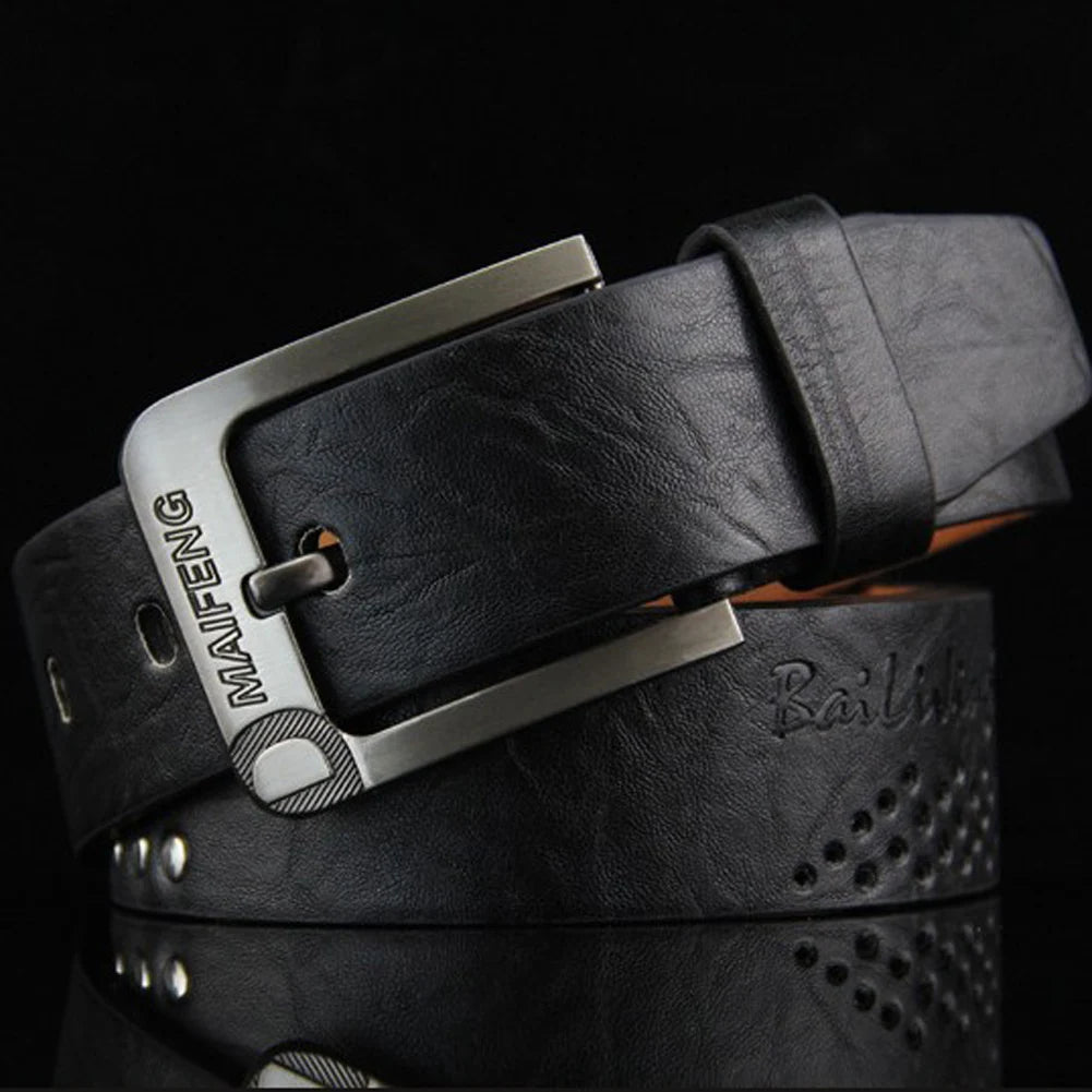 New Leisure Men's Belt Needle Buckle Belt Retro Style Rivet Belt Collocation Pants Fashion Male Waist Strap Pu Leather Waistband