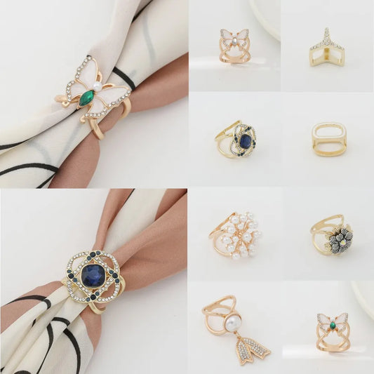 Rhinestone Scarf Brooches Crystal Silk Scarves Buckle Brooch Shawl Ring Clip Scarfs Fastener Cute Knotted Button Pin Accessories