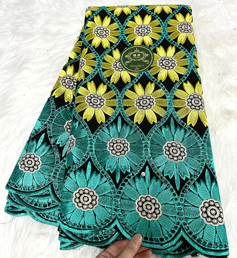 5Yard Swiss Voile Lace 2023 High Quality Africa Embroidery 100% Cotton Fabric Brode Popular for African Women Cloth tc0377