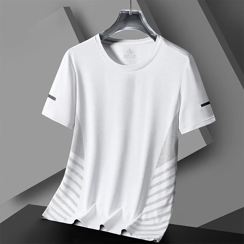 Summer Running Sport Tee Fashion Quick Dry Material Short Sleeves Tops Casual O-neck Loose T-shirt Outdoor Fitness Men's T Shirt