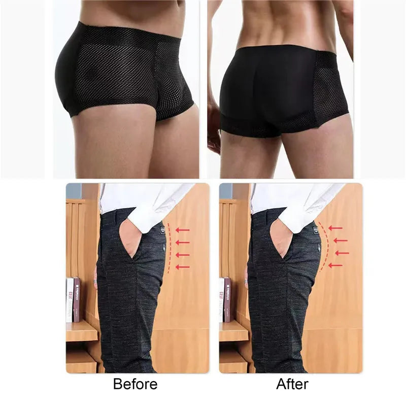 Men Butt Lifter Enlarge Push Up Underpants Removable Pad Boxer Underwear Butt-Enhancing Trunk Shorts Male Solid Color Panties