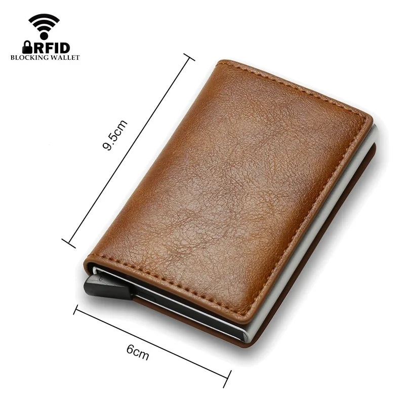 ID Card Holder Men Wallets Rfid Black Carbon Fiber Leather Minimalist Man's Purse Gifts for Men Personalized Carteira Masculina