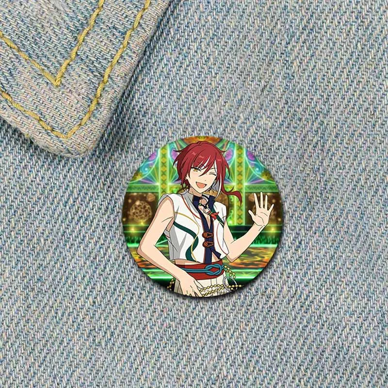 Music Game Ensemble Stars Brooch Round Tinplate Button Pins Cute Virtual Idol Kiryu Kuro Cosplay Badges for Backpack Accesorios