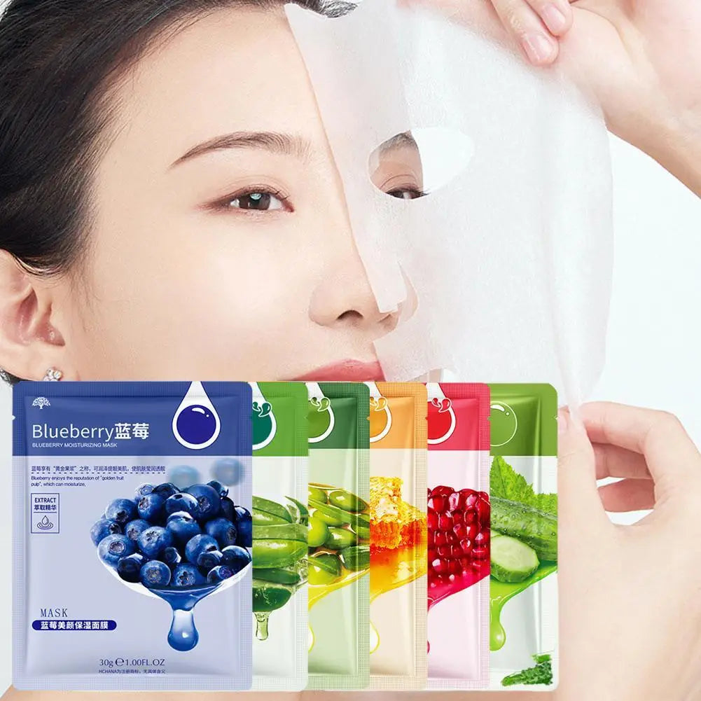 1pc Natural Plant Facial Mask Moisturizing Oil Control Skin Face Sheet Fruit Care Anti-Aging Korean Prodcuts Aloe Mask Beau G8G6