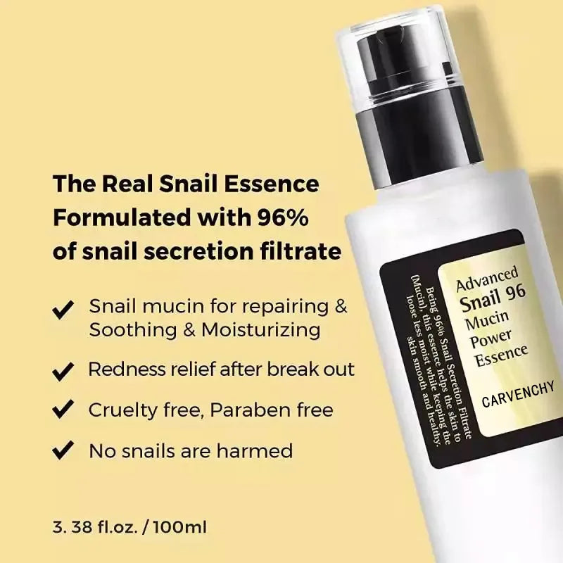 100ml Korean Snail Mucin 96% Power Anti-aging Fade Fine Lines Repairing Essence Lift Firm Acne Treatment Facial Care Products