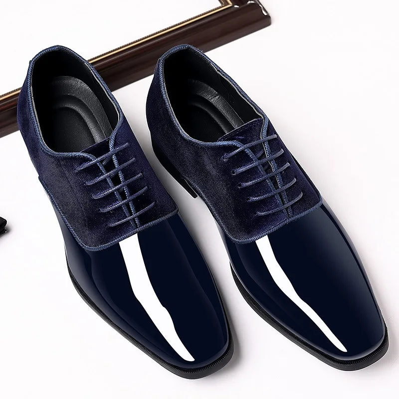 Black Classic Patent Leather Shoes for Men Casual Business Shoes Lace Up Formal Office Work Shoes for Male Party Wedding Oxfords