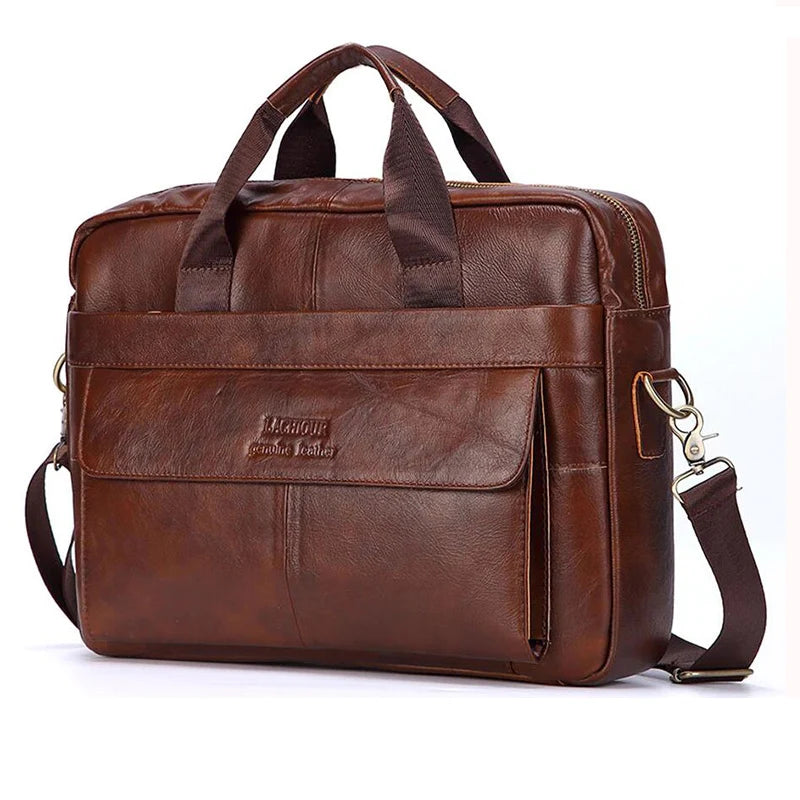 Men Genuine Leather Handbags Casual Leather Laptop Bags Male Business Travel Messenger Bags Men's Crossbody Shoulder Bag