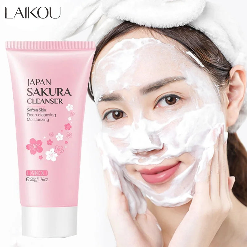 LAIKOU  Facial Cleanser Foam Face Wash Remove Blackhead Moisturizing Shrink Pores Deep Cleaning Oil Control  Skin Care