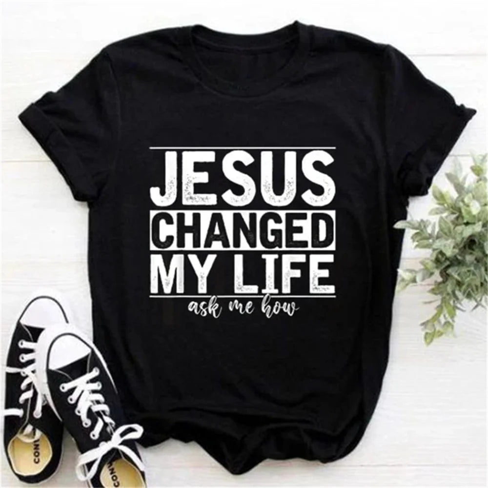 2024 Jesus Is King Letter Print Women T-shirt Christian Faith Hope Love Harajuku T Shirts Religion O-neck Tops Tees Streetwears