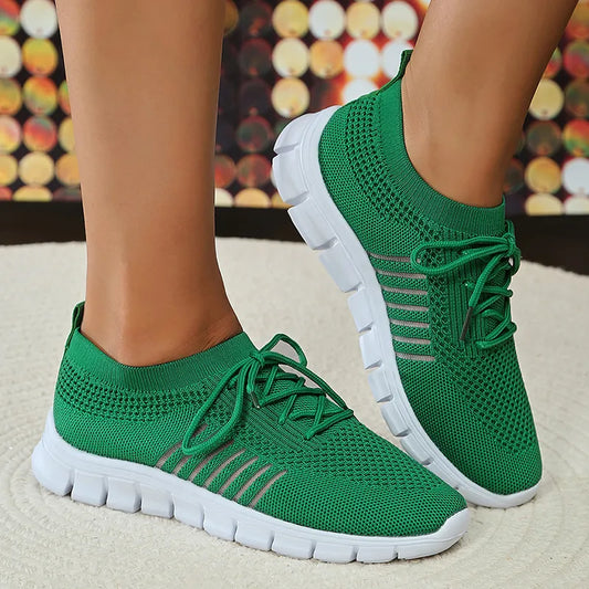 Mesh Breathable Soft Sole Sneakers Women Lightweight Non-Slip Running Walking Shoes Woman 2024 Spring Casual Lace Up Flats Shoes