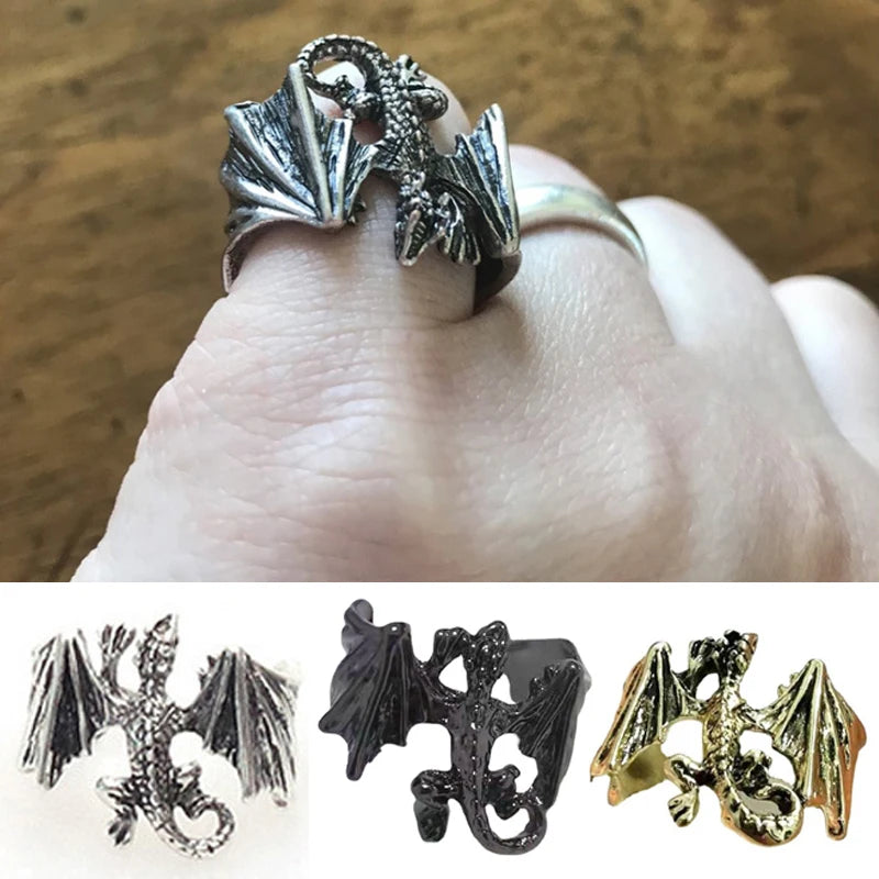 Bat Ring Vintage Gothic Finger Rings Simple Women Men Personalized Opening Adjustable Ring Halloween Party Jewelry Accessories