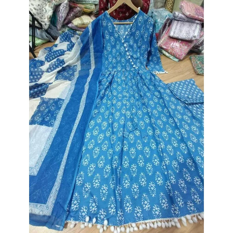 Indian Kurta Anarkali Kurtis Trouser Dupatta Set Pakistani Salwar Kameez Dress
