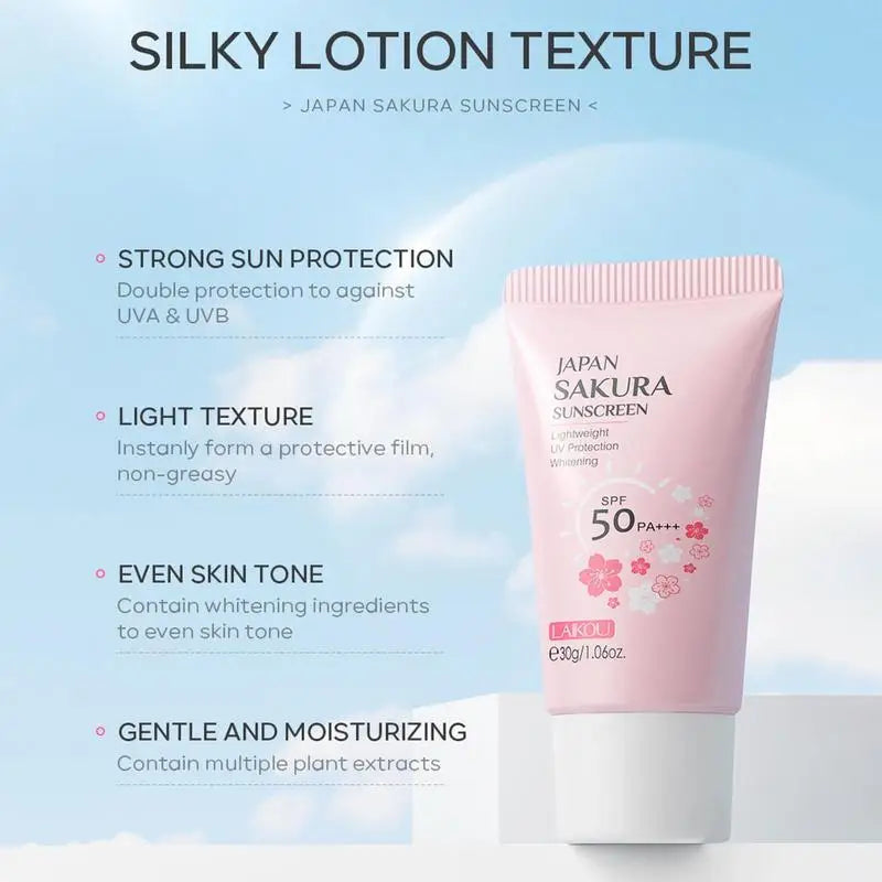 NEW Sakura Whitening Cream Korean Sunscreen Protector Facial Sun Blocker Spf50 Isolation Lotion Cream Bleaching Moisturizer