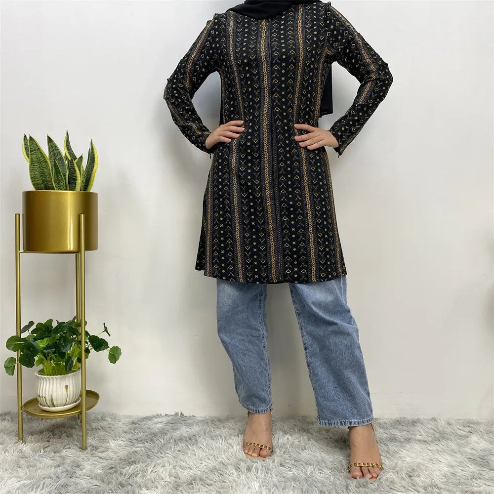 New Design Fashion High Quality Muslim For Women CasualTurkey Arabic Islamic Clothing Long Sleeve Shirt Blouse Tunic Hijab