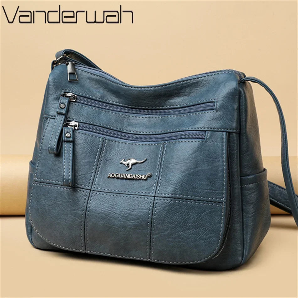 Many Pockets Shoulder Crossbody Bags for Women 2024 Brand Leather Ladies Designr Handbags Winter Style Messenger Bags Sac A Main