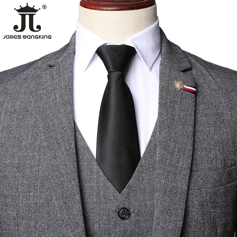 S-5XL (Jacket + Vest + Pants) Retro Gentleman Classic Fashion Plaid Mens Formal Business Slim Suit 3Pces Set Groom Wedding Dress