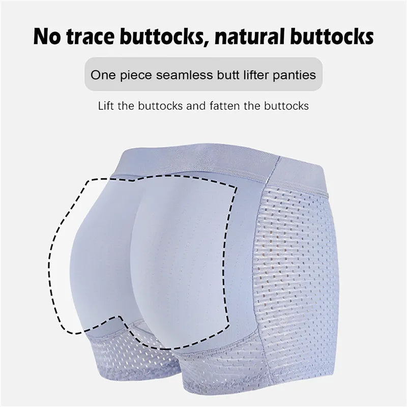 Seamless Fake Buttocks Men'S Boxers Latex Shaping Underwear Hip Lifting Hip Beautifying Peach Hips Men Shaped Underpants Shorts