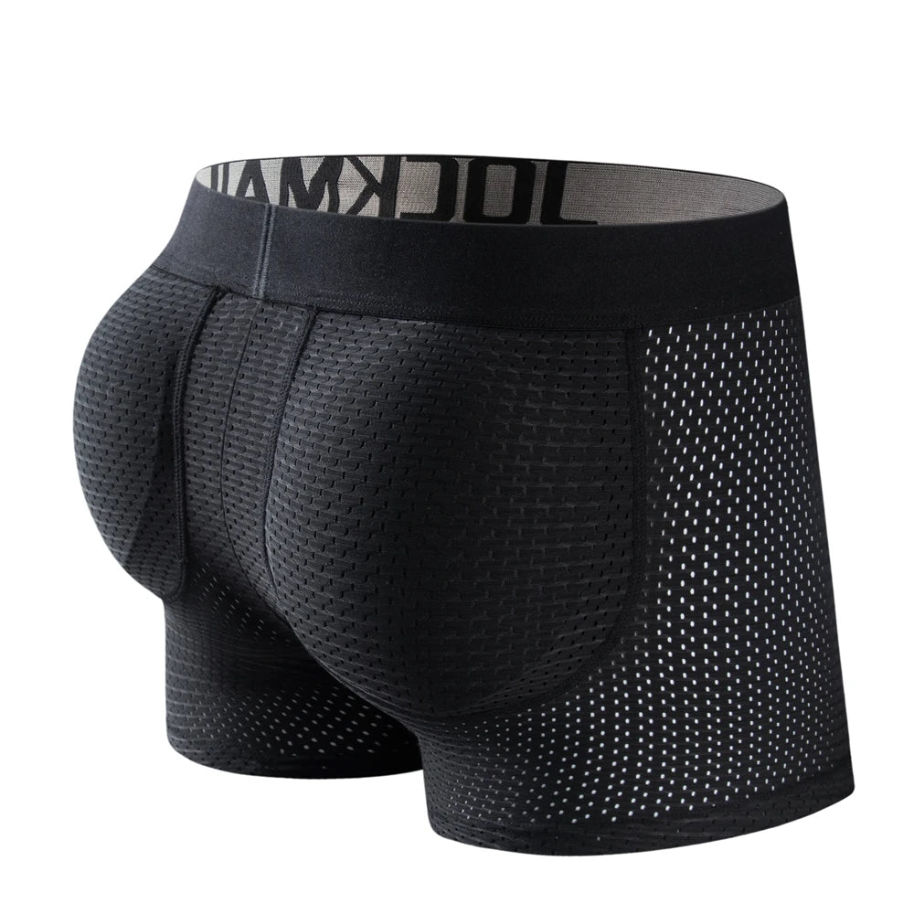 Mesh Mens Padded Underwear Men's Sexy Fashion Ice Silk Mesh Breathable Soft Comfortable Butt Lift Boxer Briefs Underwear