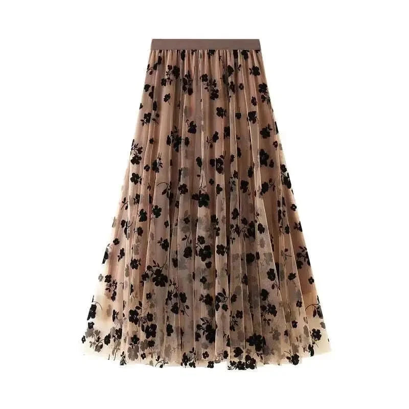 Long Skirt Korean Fashion Harajuku Kawaii Y2k Midi Maxi Tull Skirt Autumn Vintage Elastic High Waist Streetwear Black Skirt