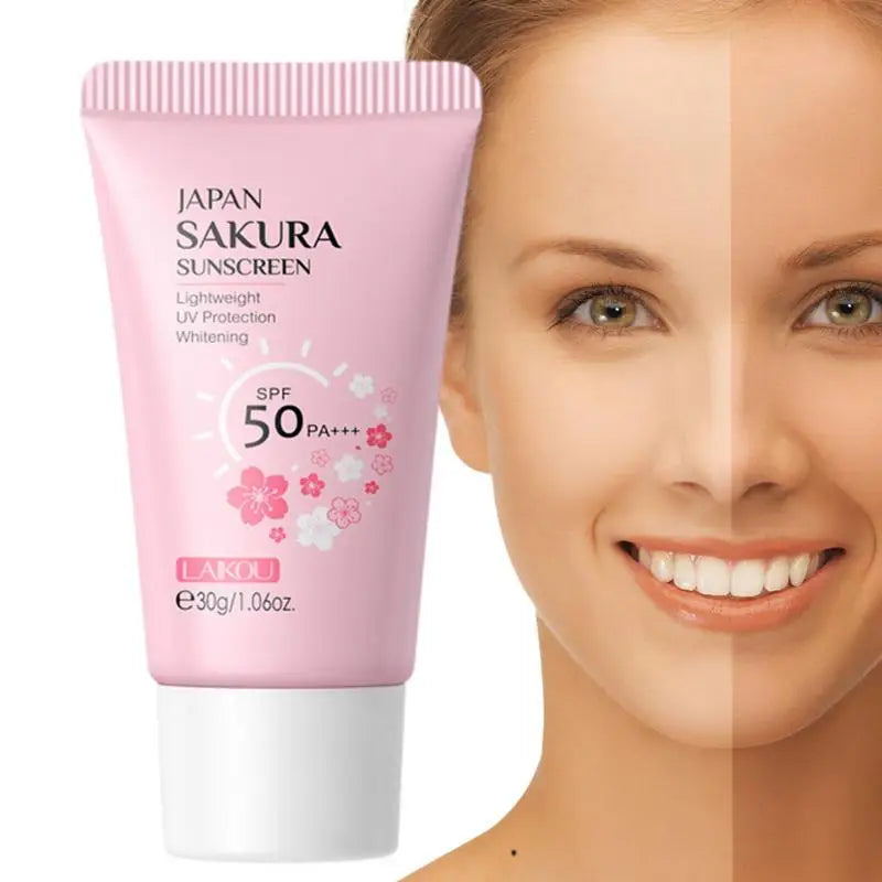 NEW Sakura Whitening Cream Korean Sunscreen Protector Facial Sun Blocker Spf50 Isolation Lotion Cream Bleaching Moisturizer