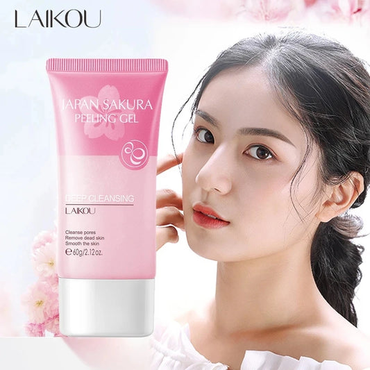 LAIKOU Sakura Exfoliating Face Wash Peeling Gel Deep Cleansing Remove Dead Skin Moisturizing Facial Cleanser Skin Care Products