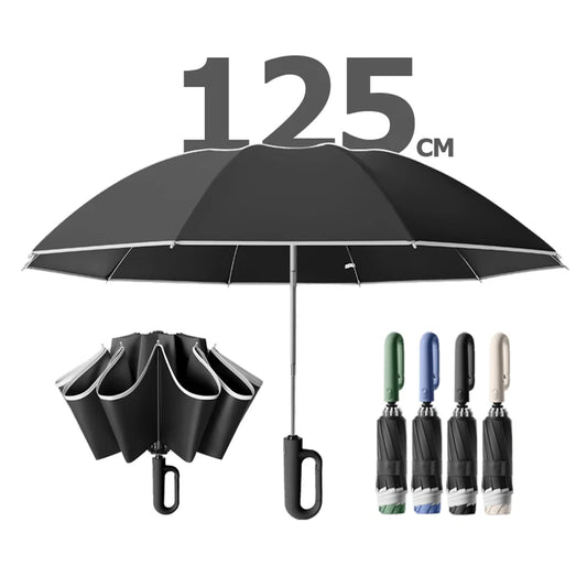 Windproof Umbrella for Men Women Fully Automatic Reverse Folding Umbrella with Reflective Stripe Carabiner Handle UV Umbrellas