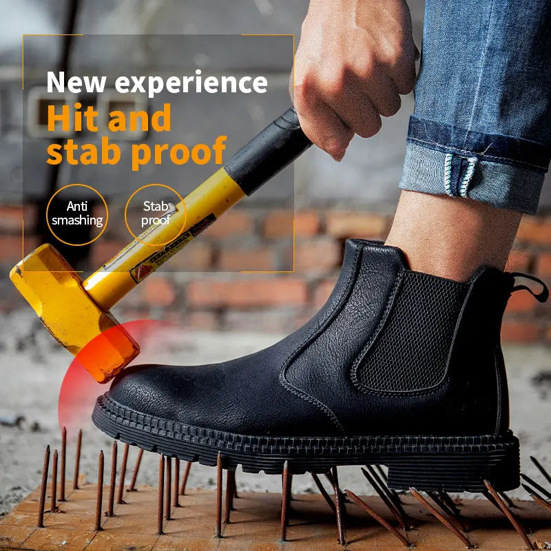 Water Proof Safety Work Shoes For Men Steel Head Leather Boots Male Footwear Indestructible Construction Work Shoes Brown